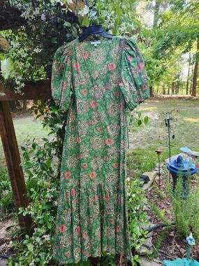 Anna Cate Pink Green Floral Maxi Dress Size Small